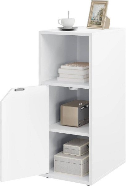 WOLTU Bedside table narrow, bedside cabinet with open compartment and door, bedside chest of drawers