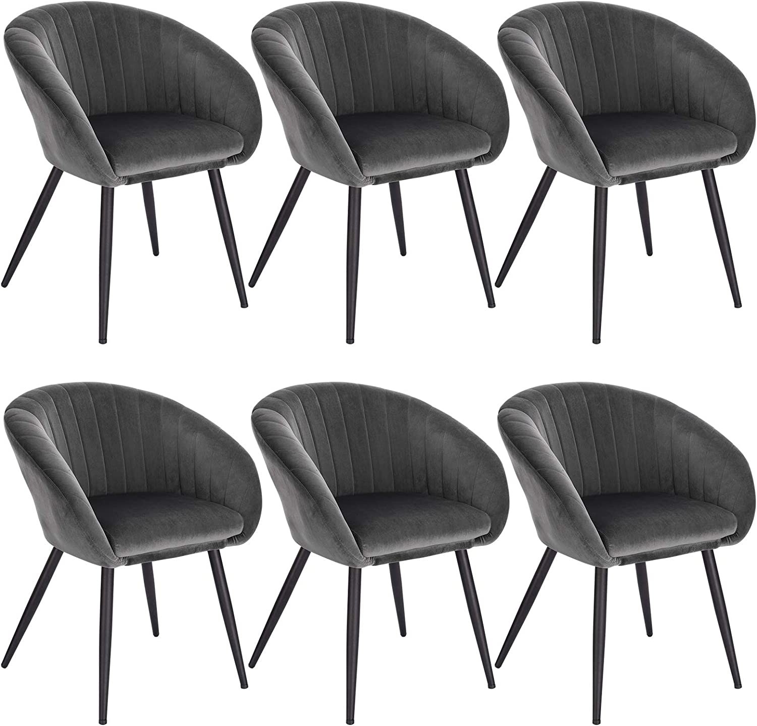 Esszimmerstühle 6er Set Esszimmerstühle Wohnzimmerstuhl Küchenstuhl Metall Rückenlehne, Sessel Polsterstuhl Armlehne, aus Samt, aus mit Beine mit Sitzfläche