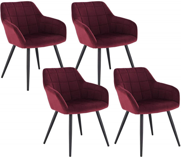 4 x Esszimmerstühle 4er Set Esszimmerstuhl Küchenstuhl Polsterstuhl Design  Stuhl mit Armlehne, mit Sitzfläche aus Samt, Gestell aus Metall