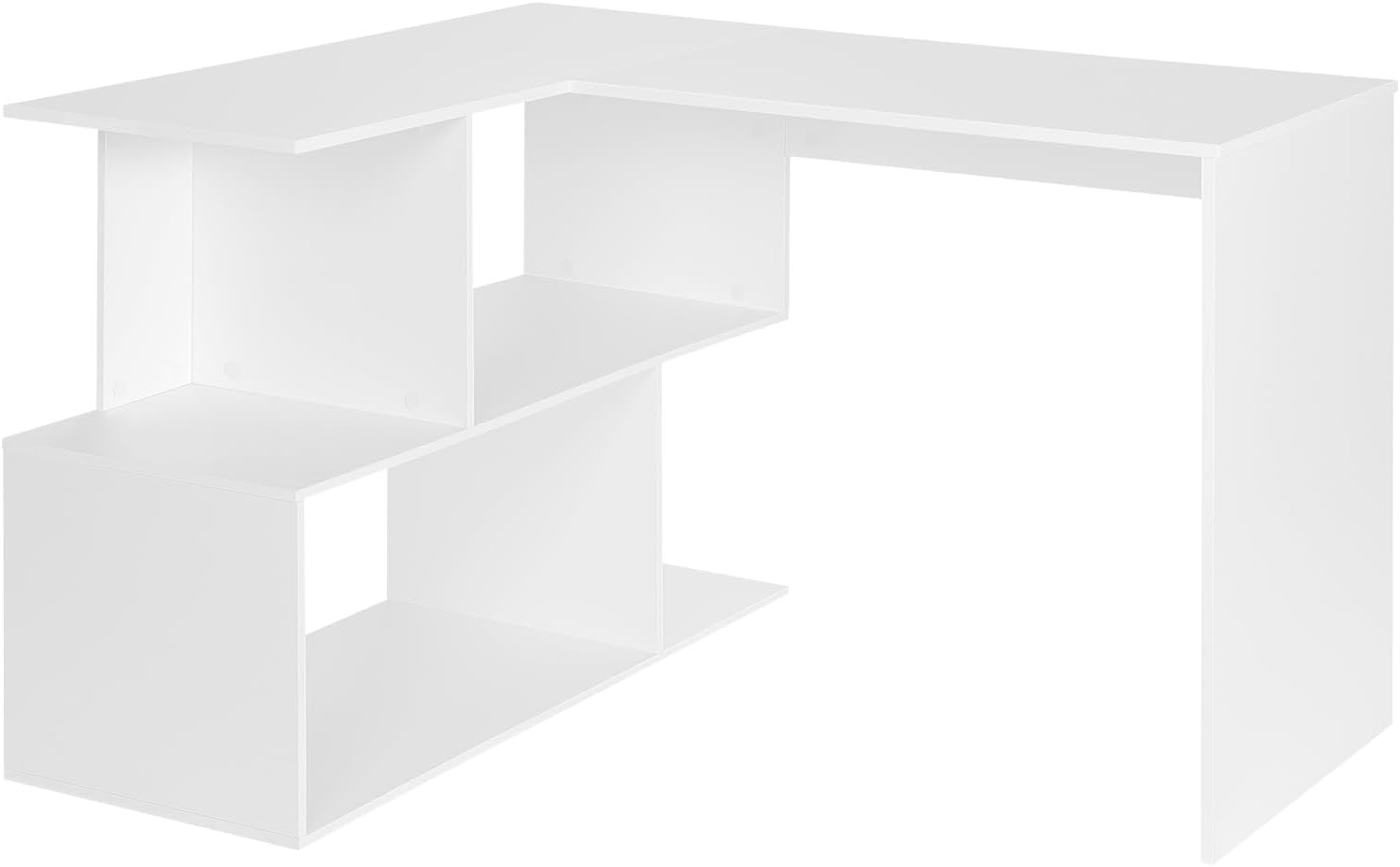 Estante de pared para esquina o esquinero con cinco estantes en MDF color  blanco Woltu