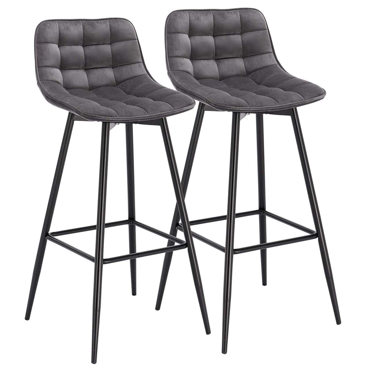  Taburete alto de metal, sillas de bar, sillas de bar, sillas de  cocina, taburete de diseño moderno, taburete de bistró con respaldo  cubierto de terciopelo y reposapiés y base de metal
