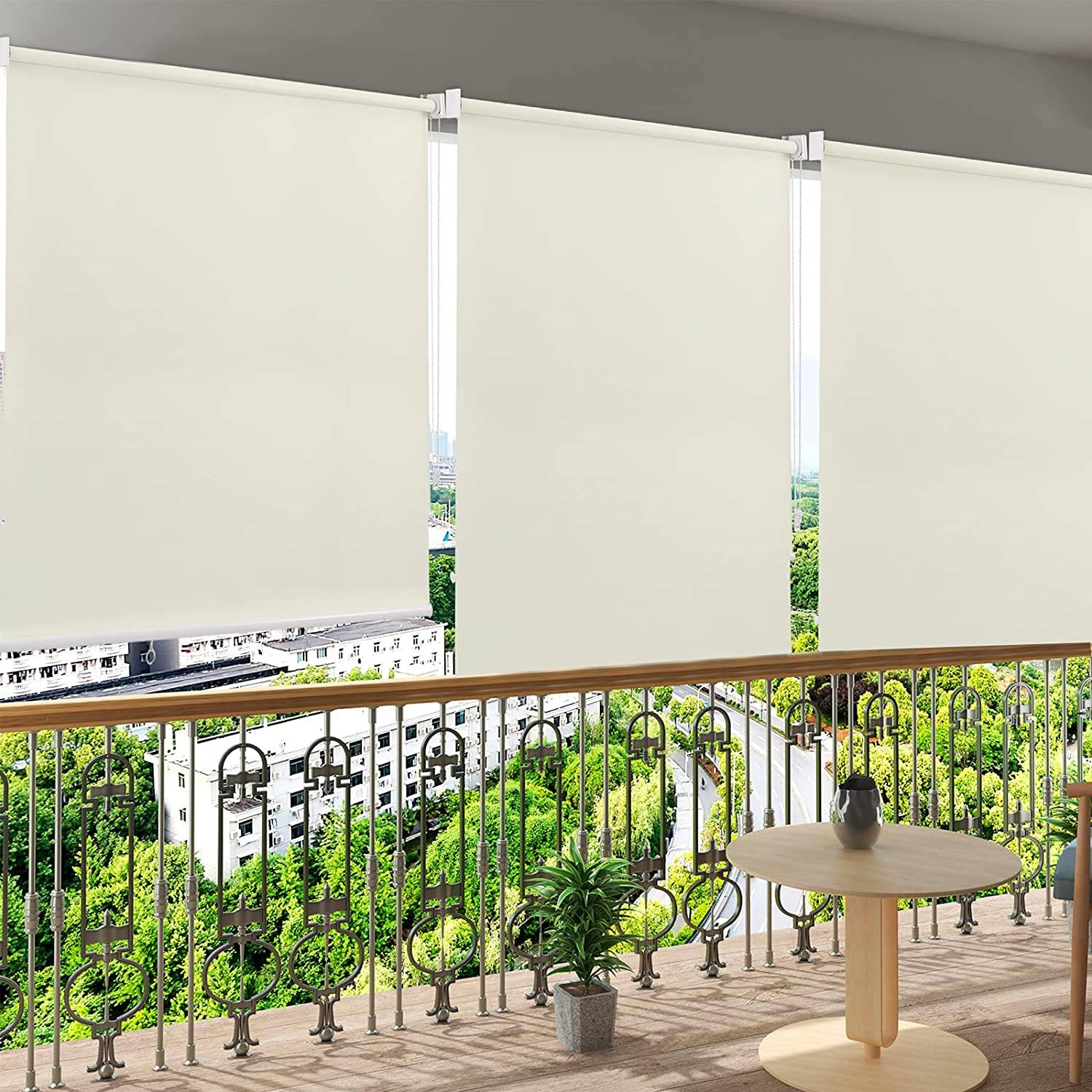  Drapifytex - Estor enrollable para ventana, aislamiento térmico,  ahorro de energía, inalámbrico, para balcón, 51 pulgadas WX72 L, color  beige : Hogar y Cocina