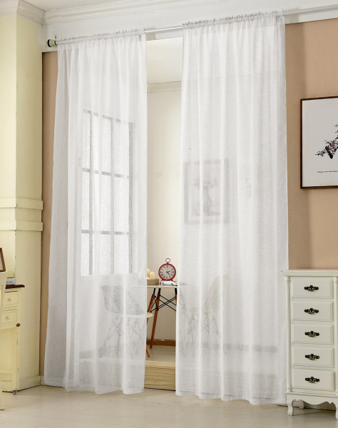 Cortinas cortas de gasa con aspecto de lino para salón, dormitorio,  habitación infantil, Doris blanco roto (paquete de 2, 183 x 137 cm) ER