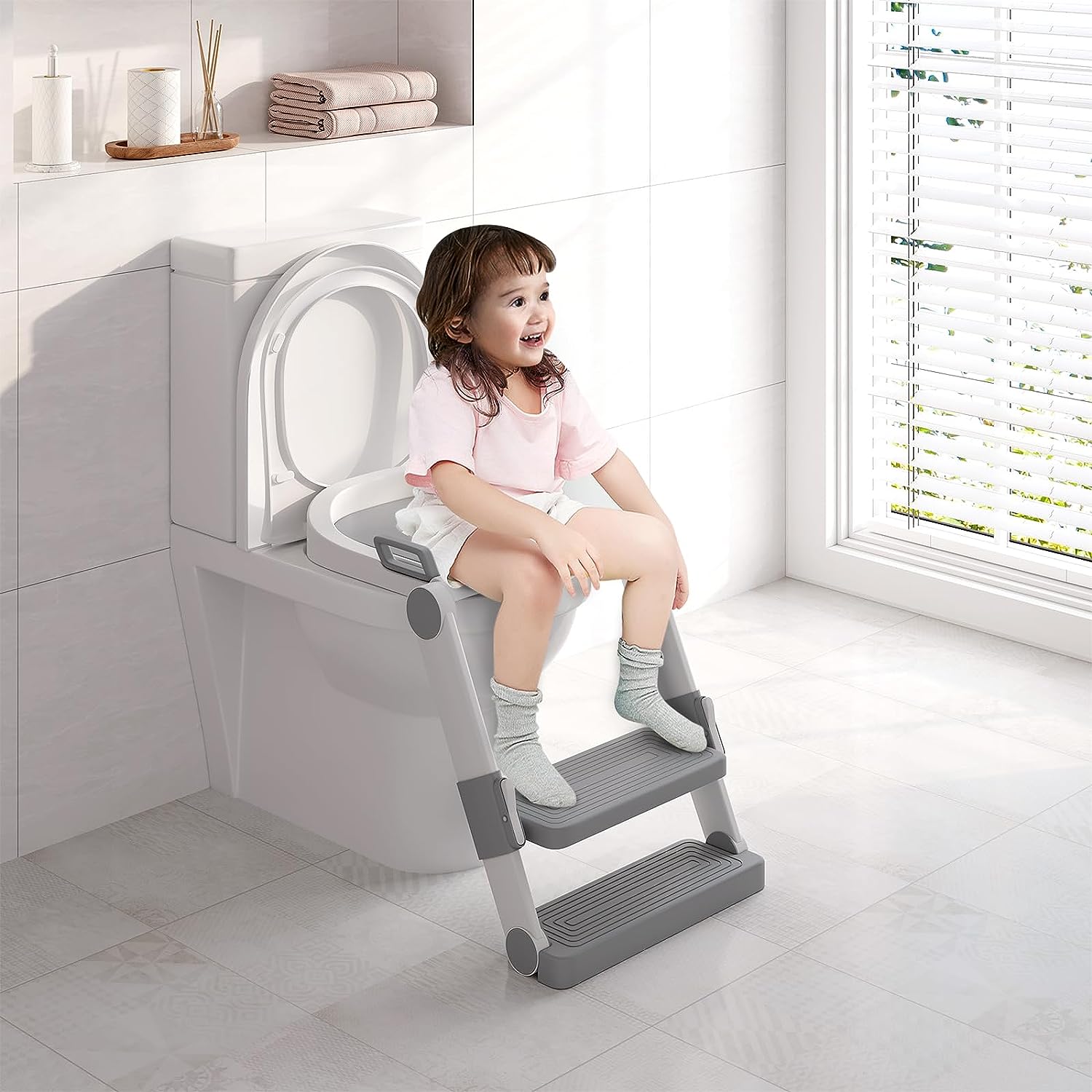 Calma Dragon Portable réducteur toilette enfant - Rehausseur toilette  enfant avec échelle, hauteur réglable et siège de toilette pliable avec