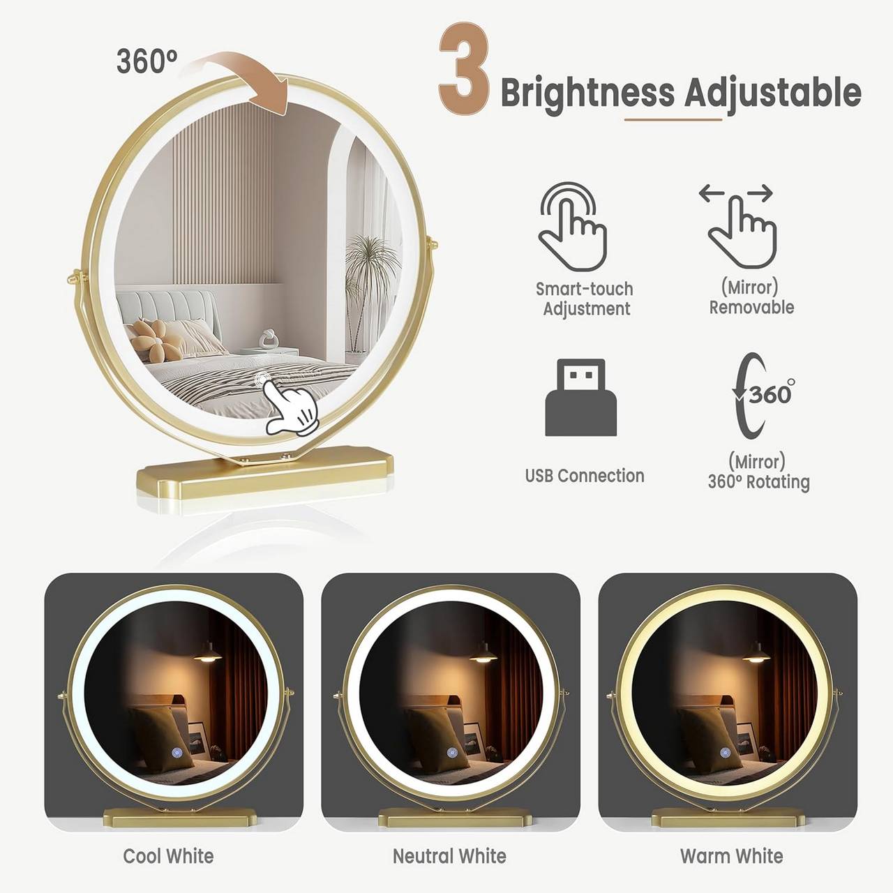 La Coiffeuse Gold Avec Miroir LED: Goûtez à Luxe Intemporel