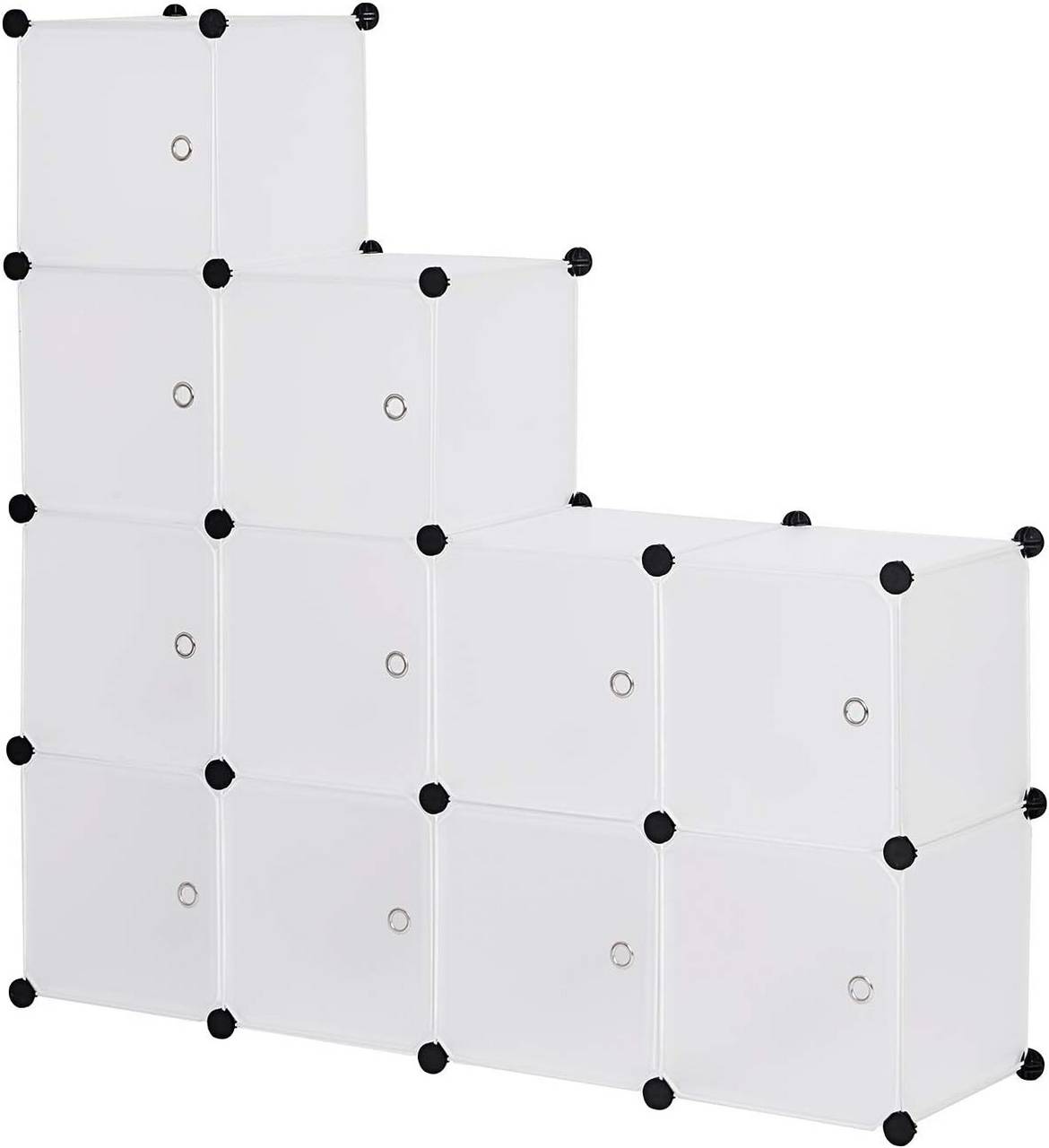 DIY Armoire Plastique Chambre Faite de modules avec Porte pour Le Stockage,  11 Cubes, Blanc
