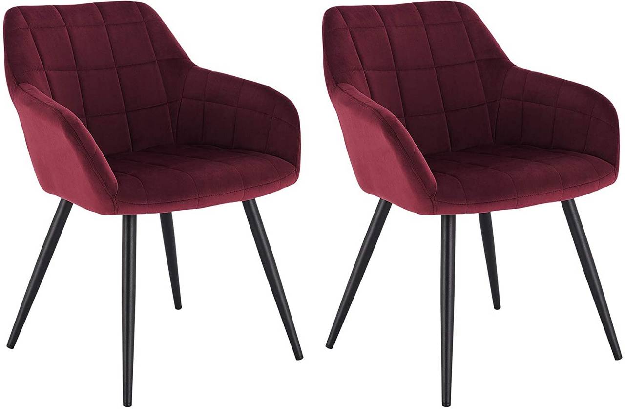 2x Esszimmerstühle 4er Set mit Samt, Armlehne, Küchenstuhl Design mit Metall Polsterstuhl aus Gestell Sitzfläche Stuhl Esszimmerstuhl aus